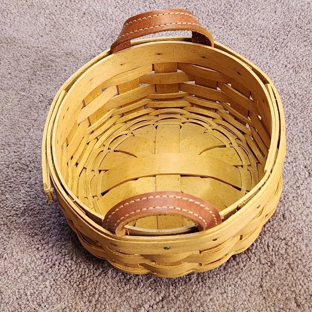 Longaberger Round Utility Basket with Leather Handles